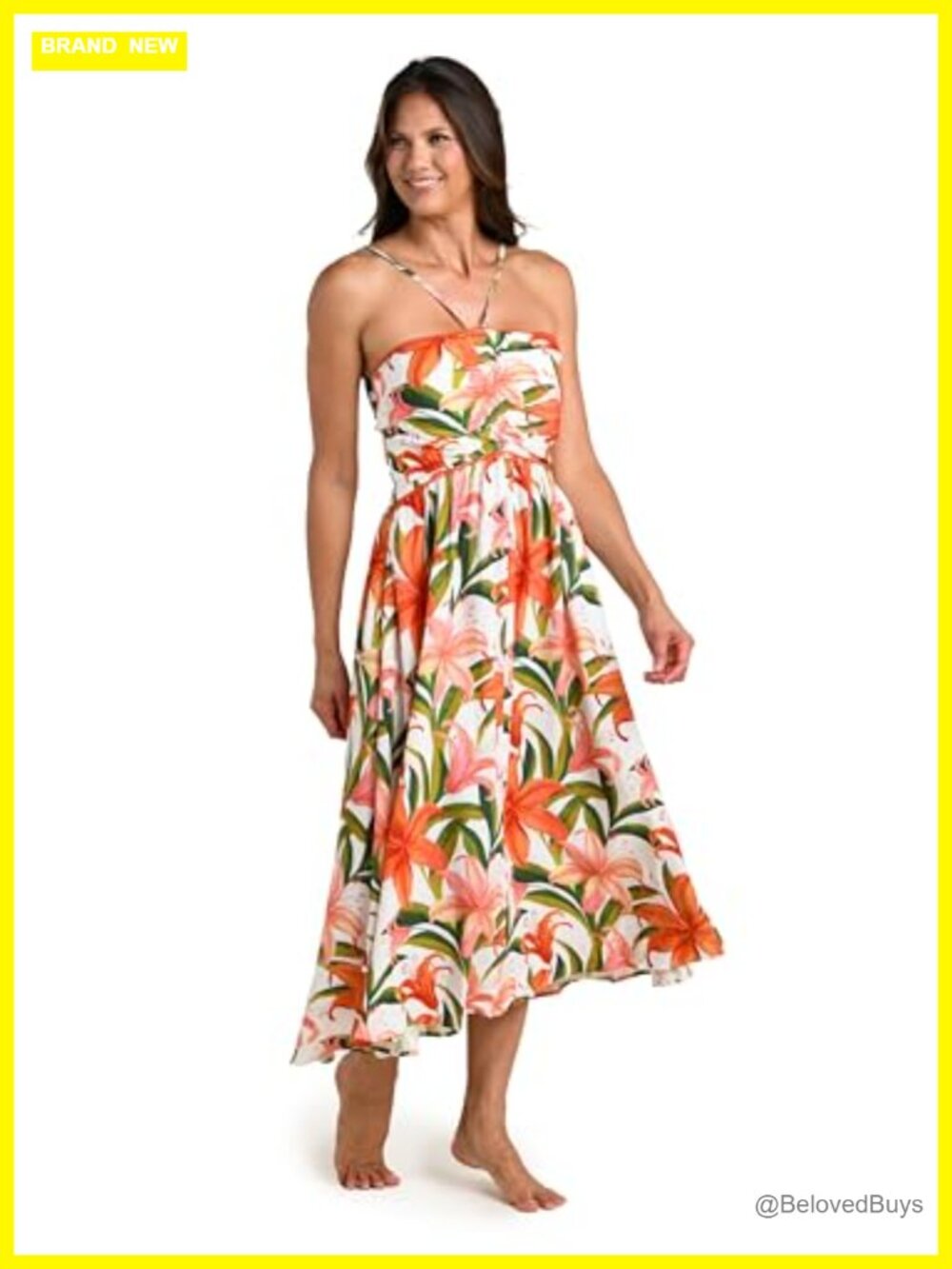Midi Dress Swimsuit Cover Up Halter Lace Front Pockets